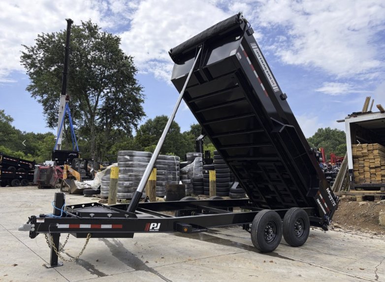 2027 PJ Trailers 2027 PJ DT 7x16 Telescopic Dump Trailer - 17.6K GVWR, Hydraulic Jack, 14-Ply Tires 
