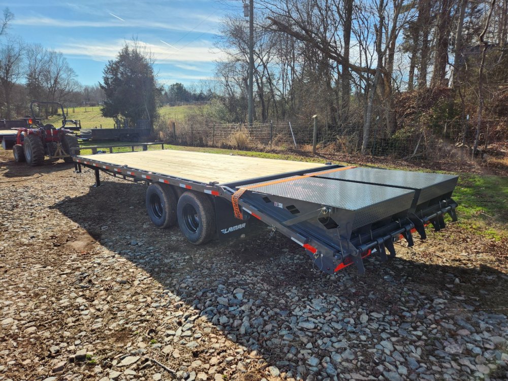 2026 Lamar 102x25 20k Deckover W/ D Rings, Winch Plate and Rhino Ramps