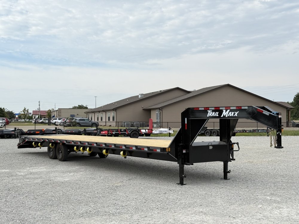 2026 TRAILMAXX 102X40 GOOSENECK HOTSHOT FLATBED W/MEGA RAMPS, 14 PLYS AND (8) SLIDE RATCHETS 14K GVW