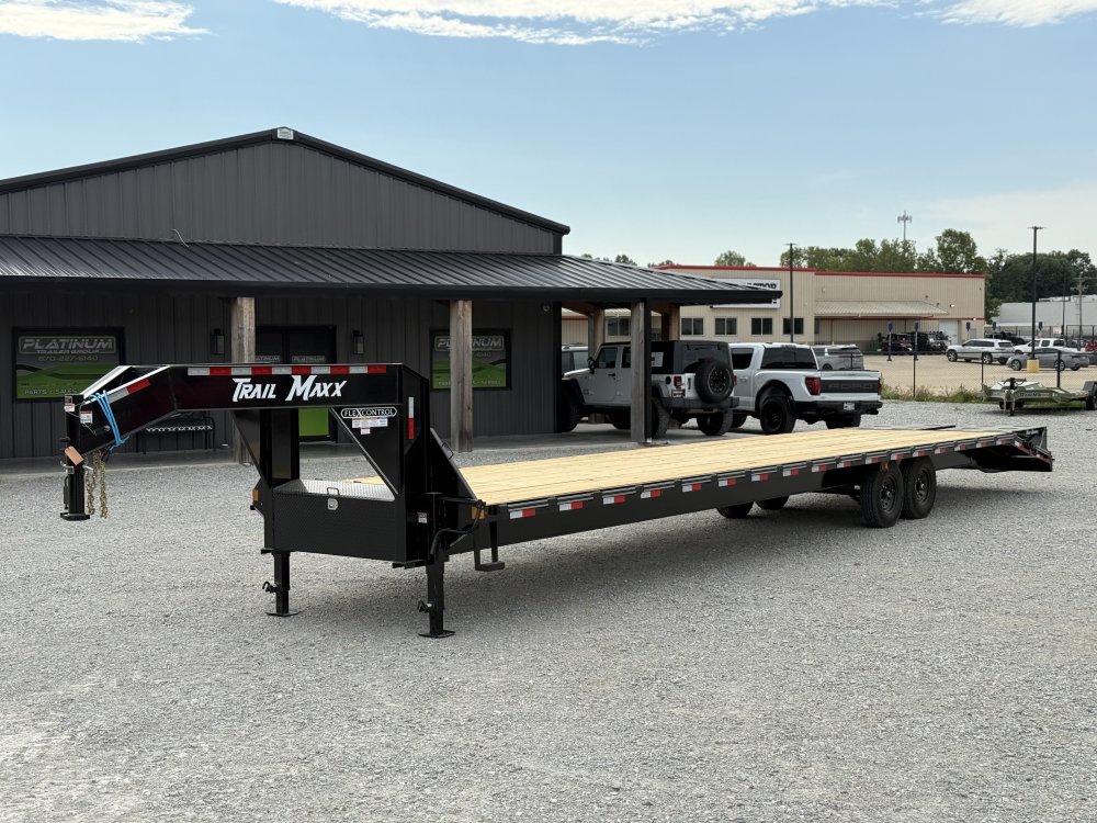 2026 TRAILMAXX 102X40 GOOSENECK HOTSHOT FLATBED W/MEGA RAMPS, 14 PLYS AND (8) SLIDE RATCHETS 14K GVW