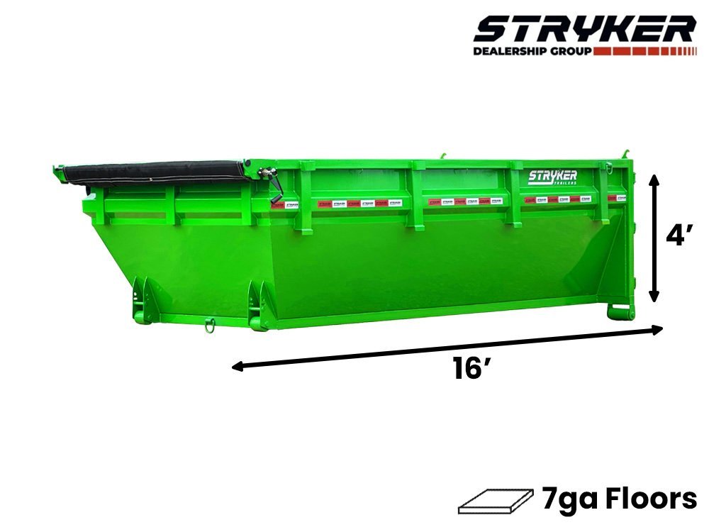 16' Stryker Roll Off Bin - 4' Side Walls - Hunter Green