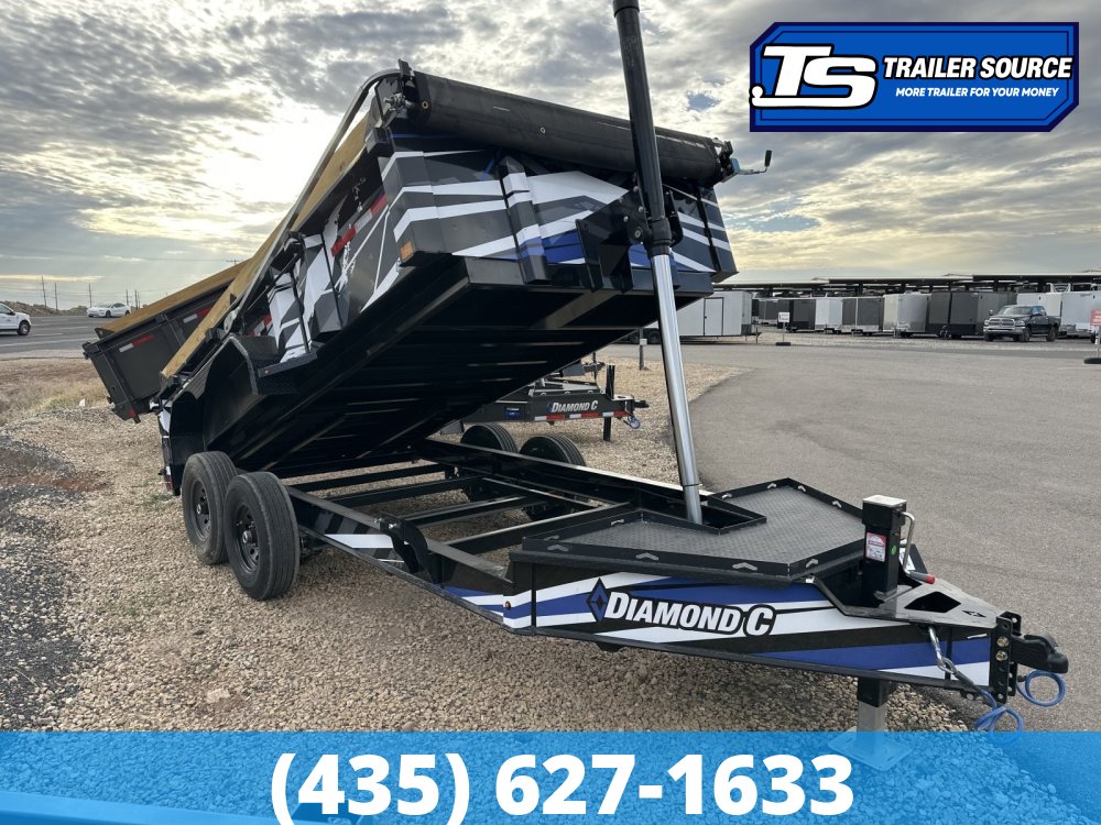 7x14 Diamond C LPT 207 Dump Trailer - 24" Sides - 15.5K GVWR 14 Ply Tires, Board Brackets, Custom Graphics, Long Arm Tarp