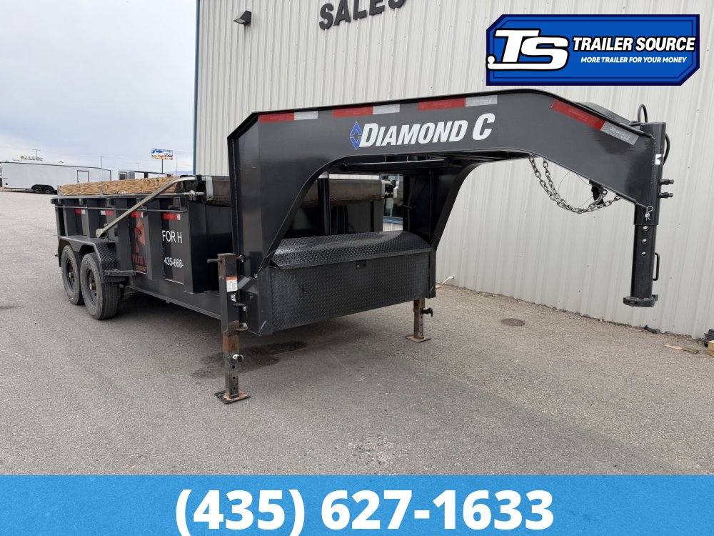 7x14 Diamond C LPT-GN 207 Gooseneck Dump Trailer - 32" Sides - 15.5K GVWR - 14 Ply Tires, Board Brackets, Long Arm Tarp