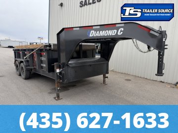 7x14 Diamond C LPT-GN 207 Gooseneck Dump Trailer - 32" Sides - 15.5K GVWR - 14 Ply Tires, Board Brackets, Long Arm Tarp