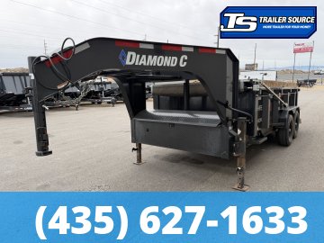 7x14 Diamond C LPT-GN 207 Gooseneck Dump Trailer - 32" Sides - 15.5K GVWR - 14 Ply Tires, Board Brackets, Long Arm Tarp