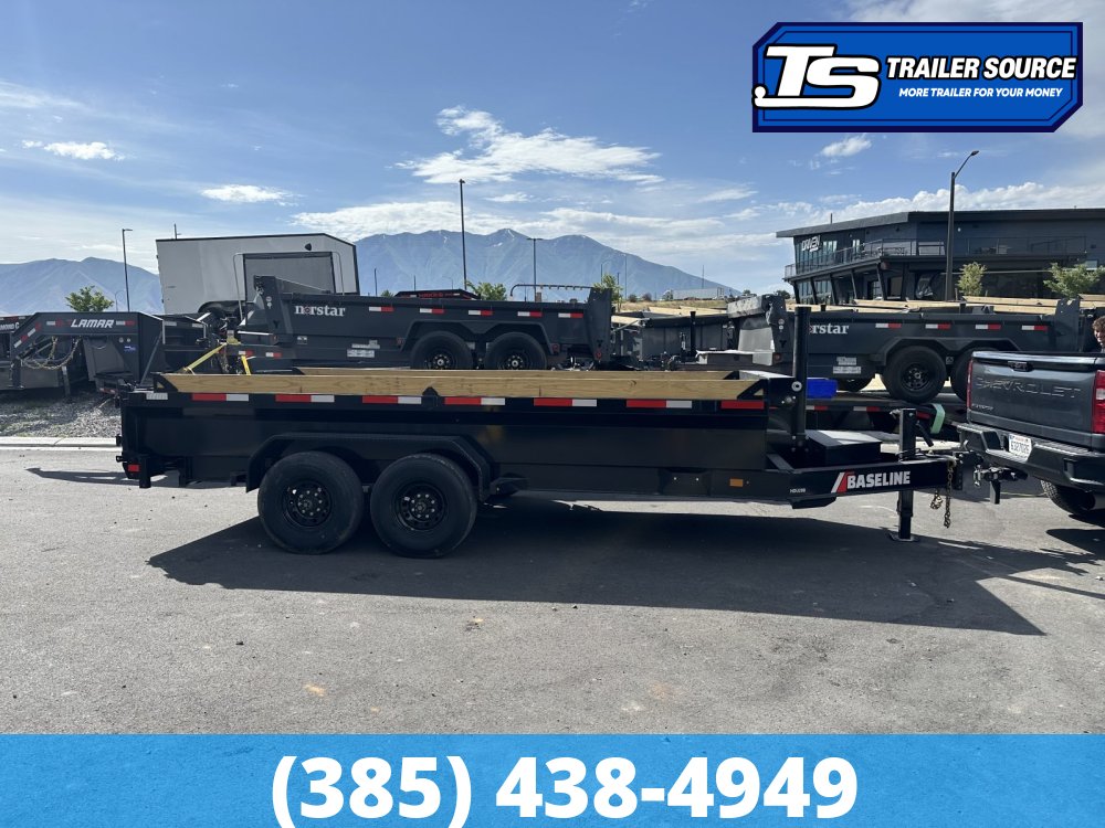 7x16 Diamond C Baseline HDU 208 Dump Trailer - 20" Sides - 16K GVWR Board Brackets