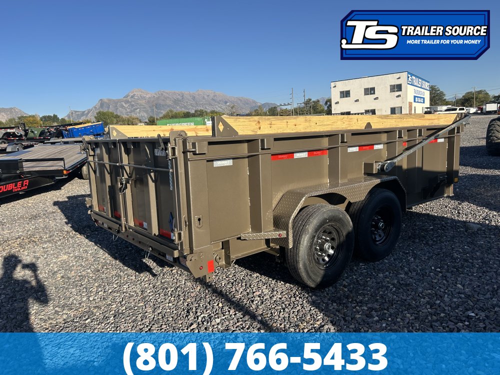 7x14 Diamond C LPT 207 Dump Trailer - 32" Sides - 15.5K GVWR - 14 Ply Tires, Board Brackets, Hydraulic Jack(s), Long Arm Tarp