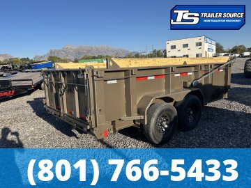 7x14 Diamond C LPT 207 Dump Trailer - 32" Sides - 15.5K GVWR - 14 Ply Tires, Board Brackets, Hydraulic Jack(s), Long Arm Tarp