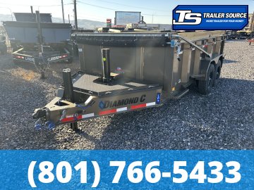 7x14 Diamond C LPT 207 Dump Trailer - 32" Sides - 15.5K GVWR - 14 Ply Tires, Board Brackets, Hydraulic Jack(s), Long Arm Tarp