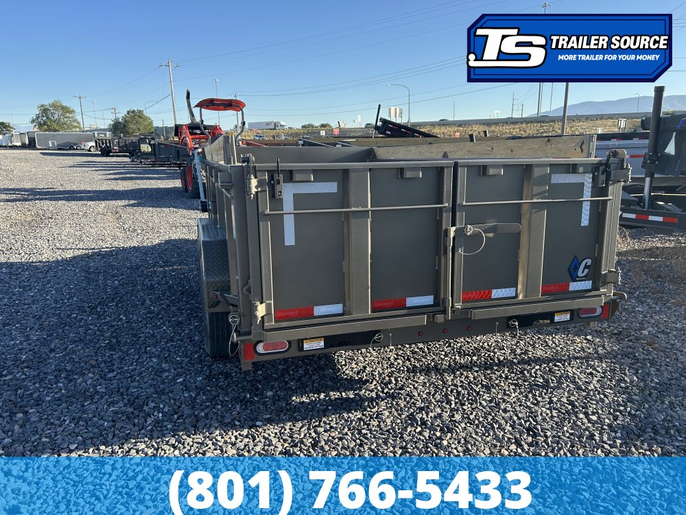 7x14 Diamond C LPT 207 Dump Trailer - 32" Sides - 15.5K GVWR - 14 Ply Tires, Board Brackets, Hydraulic Jack(s), Long Arm Tarp