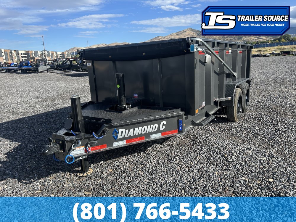 7'x14' Diamond C LPT 208 Dump Trailer - 44" Sides - 18K GVWR - 18 Ply Tires, Battery, Hydraulic Jack(s)