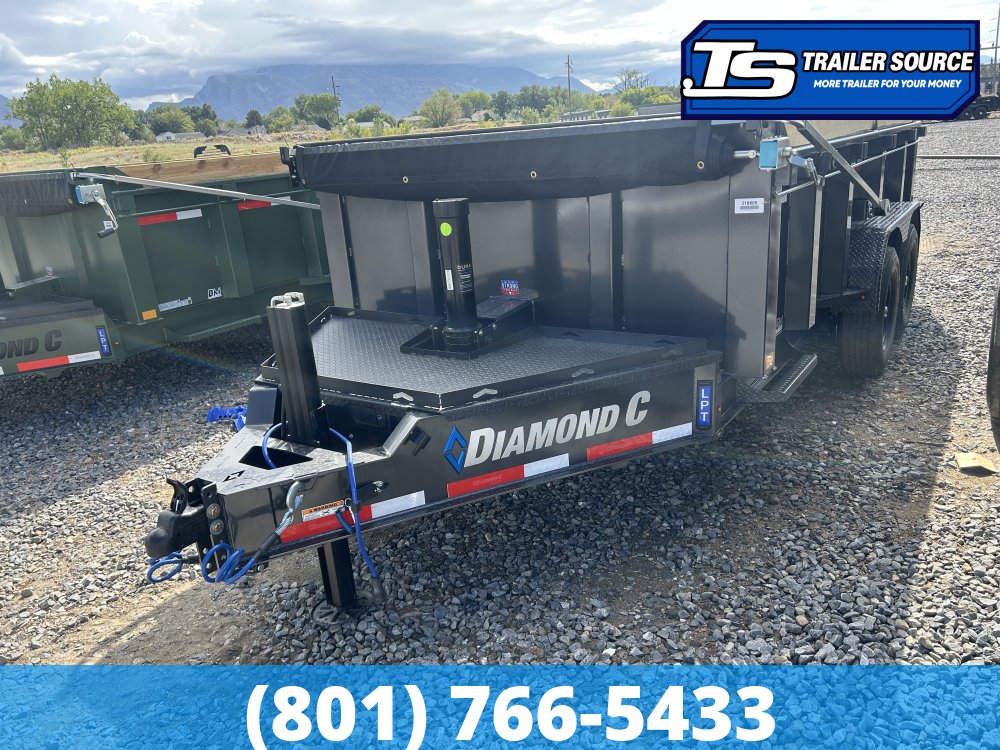 7'x14' Diamond C LPT 207 Dump Trailer - 32" Sides - 15.5K GVWR - 14 Ply Tires, Long Arm Tarp