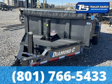 7x14 Diamond C LPT 207 Dump Trailer - 32" Sides - 15.5K GVWR - 14 Ply Tires, Board Brackets, Hydraulic Jack(s), Long Arm Tarp