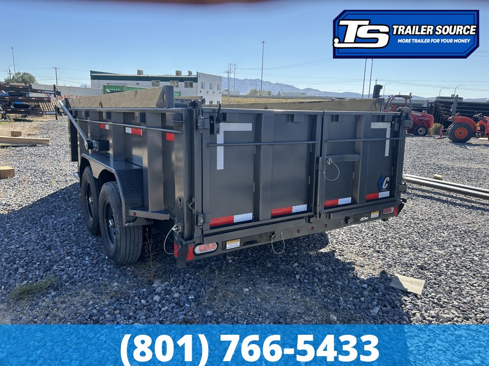 7x14 Diamond C LPT 207 Dump Trailer - 32" Sides - 15.5K GVWR - 14 Ply Tires, Board Brackets, Hydraulic Jack(s), Long Arm Tarp