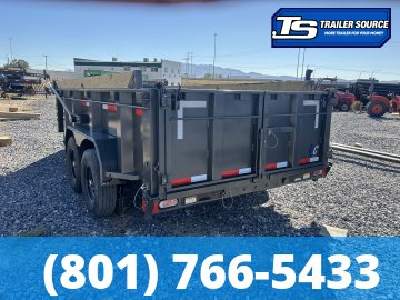 7x14 Diamond C LPT 207 Dump Trailer - 32" Sides - 15.5K GVWR - 14 Ply Tires, Board Brackets, Hydraulic Jack(s), Long Arm Tarp