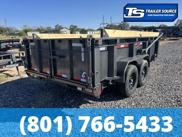 7x14 Diamond C LPT 207 Dump Trailer - 32" Sides - 15.5K GVWR - 14 Ply Tires, Board Brackets, Hydraulic Jack(s), Long Arm Tarp