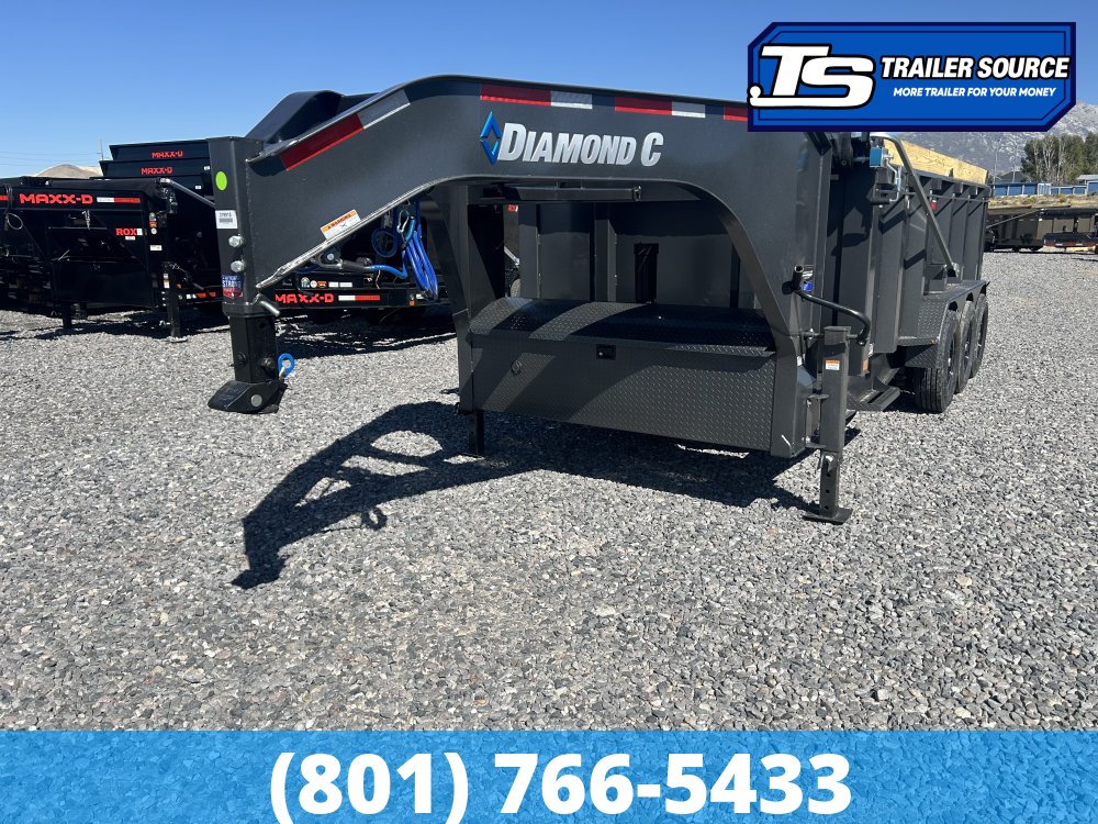 7x16 Diamond C LPT-GN 307 Gooseneck Dump Trailer - 44" Sides - 24K GVWR - 14 Ply Tires, ABS Brakes, Board Brackets
