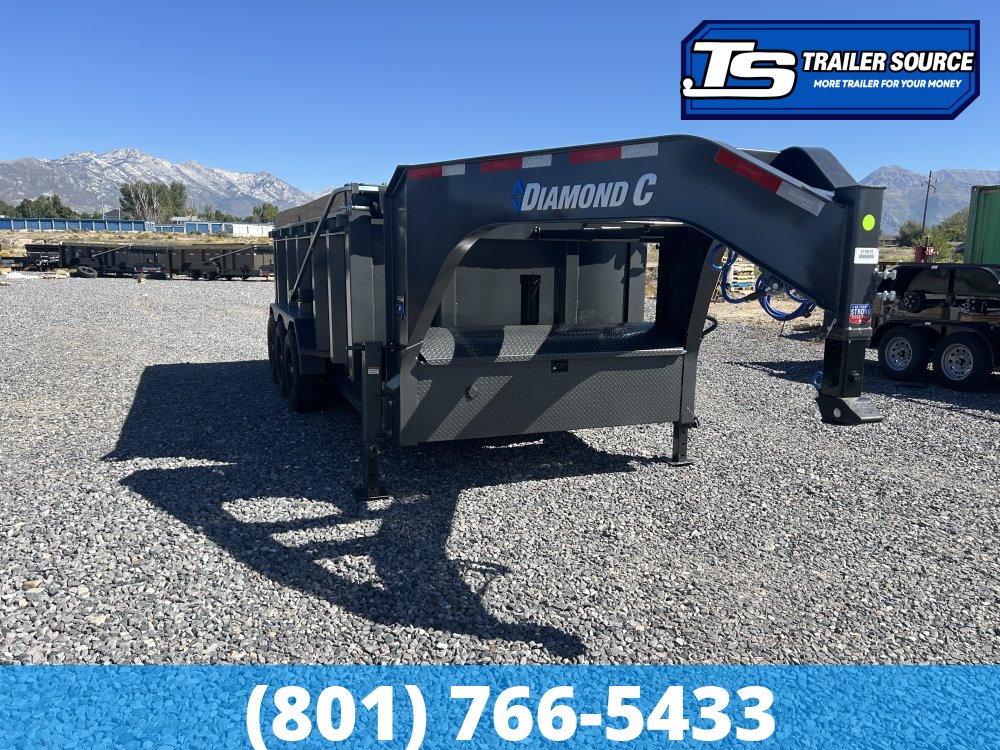 7x16 Diamond C LPT-GN 307 Gooseneck Dump Trailer - 44" Sides - 24K GVWR - 14 Ply Tires, ABS Brakes, Board Brackets